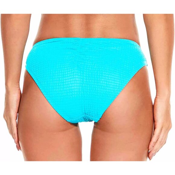 Lucky Brand Golden Wave Textured Hipster Bikini Swim Bottom Teal Blue L - Picture 2 of 8